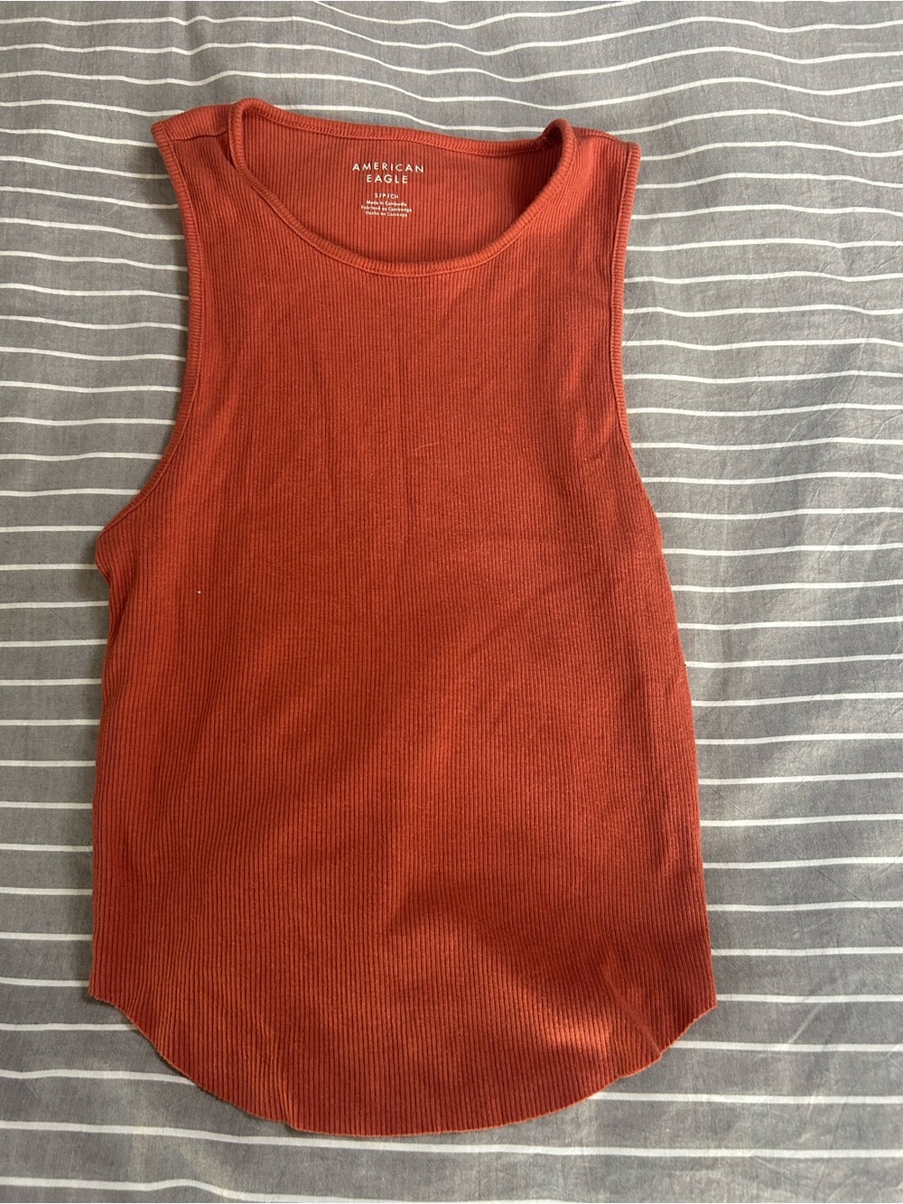American Eagle Outfitters Ribbed Rust-Red Tank Top